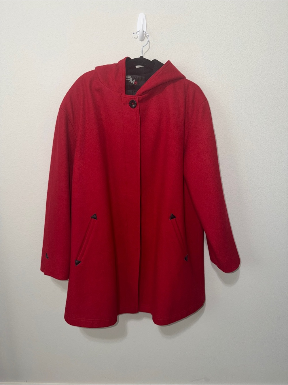 Red Hooded Women's Cape Coat - Elegant Everyday Layer